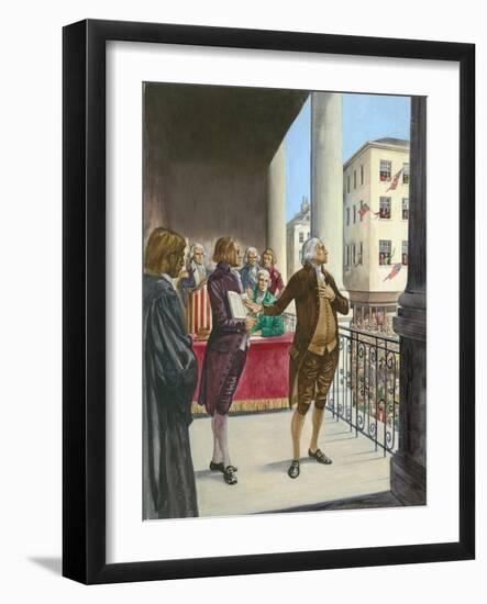 George Washington Being Sworn in as the First President of America in New York-Peter Jackson-Framed Giclee Print