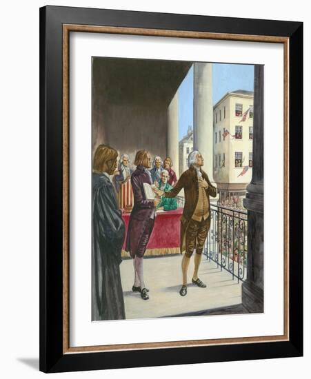 George Washington Being Sworn in as the First President of America in New York-Peter Jackson-Framed Giclee Print