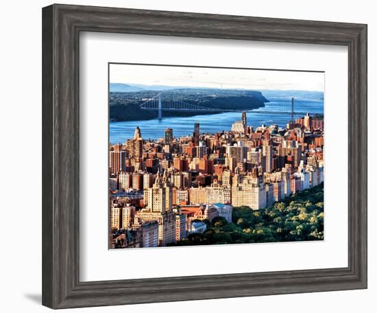 George Washington Bridge at Sunset from Central Park and Hudson River, Manhattan, New York-Philippe Hugonnard-Framed Photographic Print