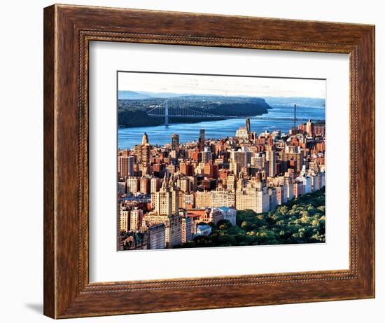 George Washington Bridge at Sunset from Central Park and Hudson River, Manhattan, New York-Philippe Hugonnard-Framed Photographic Print