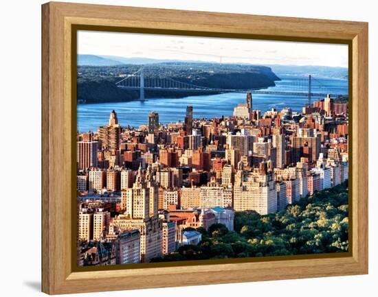 George Washington Bridge at Sunset from Central Park and Hudson River, Manhattan, New York-Philippe Hugonnard-Framed Premier Image Canvas