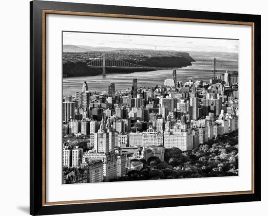 George Washington Bridge at Sunset from Central Park and Hudson River, Manhattan, New York-Philippe Hugonnard-Framed Photographic Print