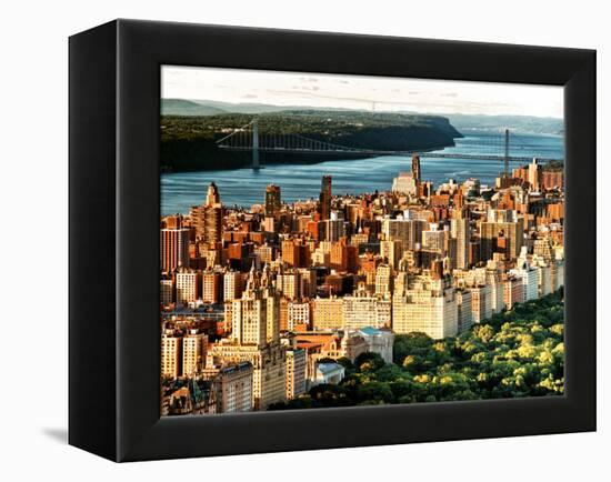 George Washington Bridge at Sunset from Central Park and Hudson River, Manhattan, New York-Philippe Hugonnard-Framed Premier Image Canvas