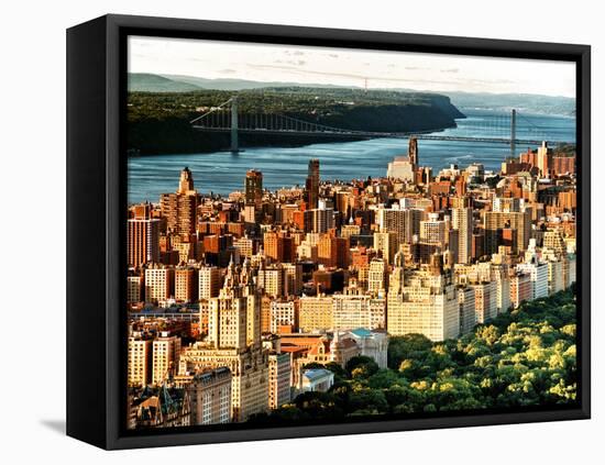 George Washington Bridge at Sunset from Central Park and Hudson River, Manhattan, New York-Philippe Hugonnard-Framed Premier Image Canvas