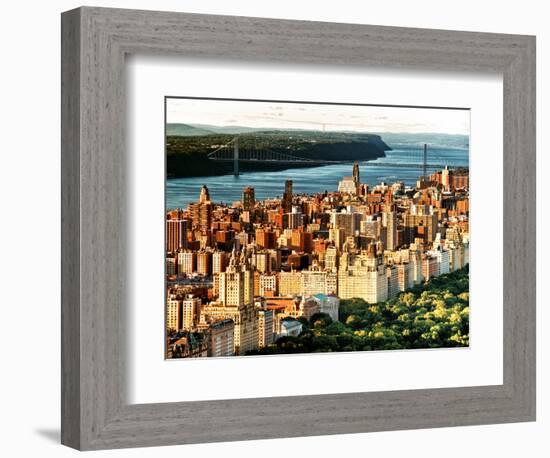 George Washington Bridge at Sunset from Central Park and Hudson River, Manhattan, New York-Philippe Hugonnard-Framed Photographic Print