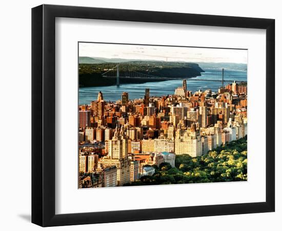 George Washington Bridge at Sunset from Central Park and Hudson River, Manhattan, New York-Philippe Hugonnard-Framed Photographic Print