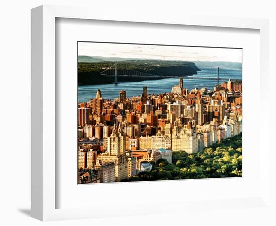 George Washington Bridge at Sunset from Central Park and Hudson River, Manhattan, New York-Philippe Hugonnard-Framed Photographic Print