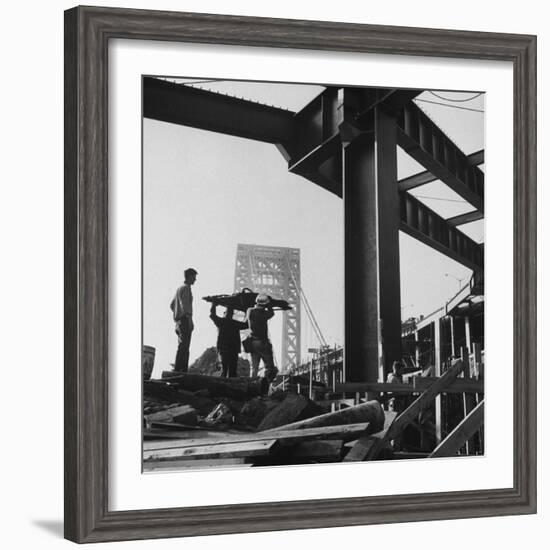 George Washington Bridge Being Constructed-Andreas Feininger-Framed Photographic Print