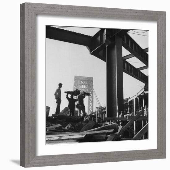 George Washington Bridge Being Constructed-Andreas Feininger-Framed Photographic Print