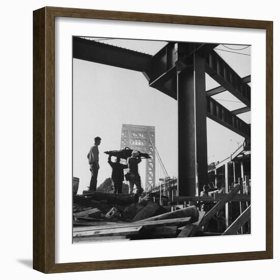 George Washington Bridge Being Constructed-Andreas Feininger-Framed Photographic Print