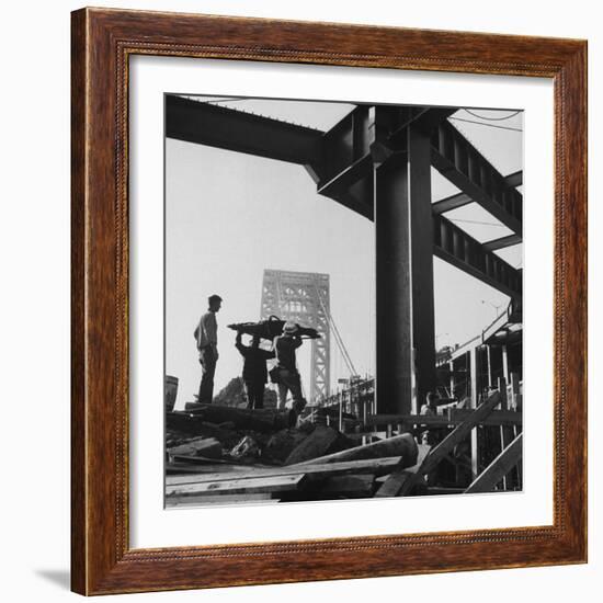 George Washington Bridge Being Constructed-Andreas Feininger-Framed Photographic Print