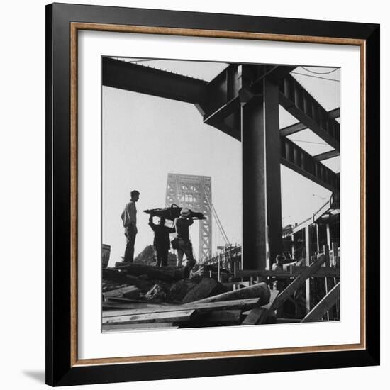 George Washington Bridge Being Constructed-Andreas Feininger-Framed Photographic Print