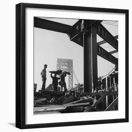 George Washington Bridge Being Constructed-Andreas Feininger-Framed Photographic Print