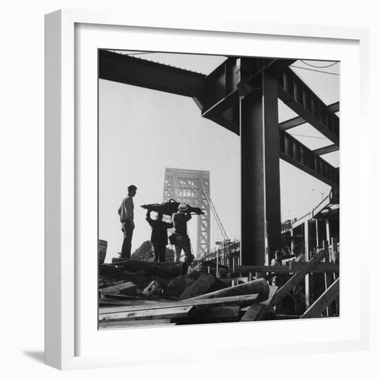 George Washington Bridge Being Constructed-Andreas Feininger-Framed Photographic Print