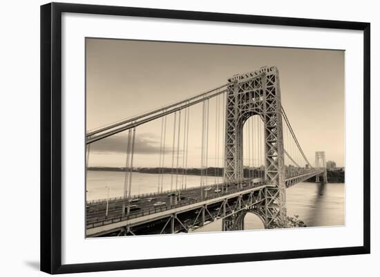 George Washington Bridge Black and White over Hudson River.-Songquan Deng-Framed Photographic Print