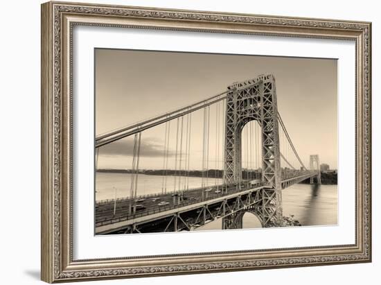 George Washington Bridge Black and White over Hudson River.-Songquan Deng-Framed Photographic Print