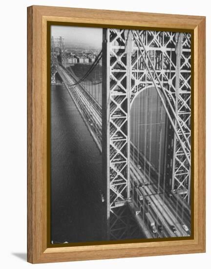 George Washington Bridge with Manhattan in Background-Margaret Bourke-White-Framed Premier Image Canvas