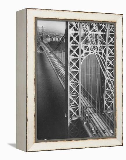 George Washington Bridge with Manhattan in Background-Margaret Bourke-White-Framed Premier Image Canvas