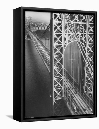 George Washington Bridge with Manhattan in Background-Margaret Bourke-White-Framed Premier Image Canvas