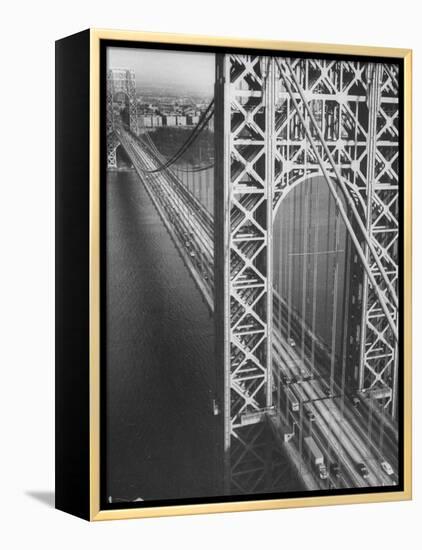 George Washington Bridge with Manhattan in Background-Margaret Bourke-White-Framed Premier Image Canvas