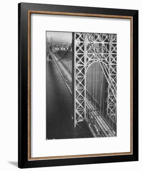 George Washington Bridge with Manhattan in Background-Margaret Bourke-White-Framed Premium Photographic Print