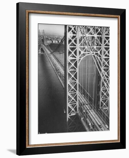 George Washington Bridge with Manhattan in Background-Margaret Bourke-White-Framed Premium Photographic Print