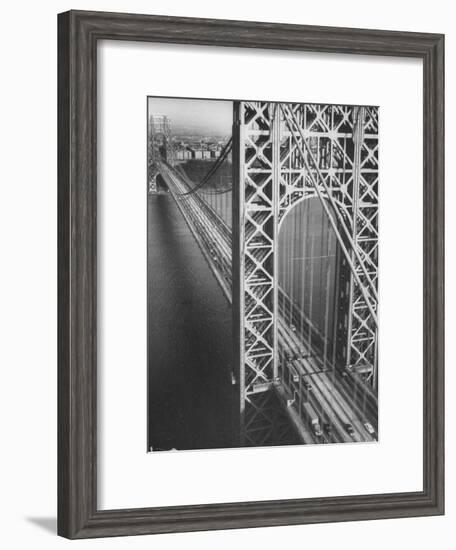 George Washington Bridge with Manhattan in Background-Margaret Bourke-White-Framed Premium Photographic Print