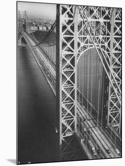 George Washington Bridge with Manhattan in Background-Margaret Bourke-White-Mounted Premium Photographic Print