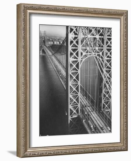 George Washington Bridge with Manhattan in Background-Margaret Bourke-White-Framed Photographic Print