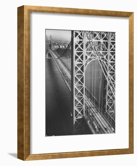 George Washington Bridge with Manhattan in Background-Margaret Bourke-White-Framed Photographic Print