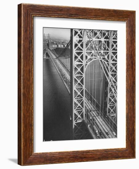 George Washington Bridge with Manhattan in Background-Margaret Bourke-White-Framed Photographic Print