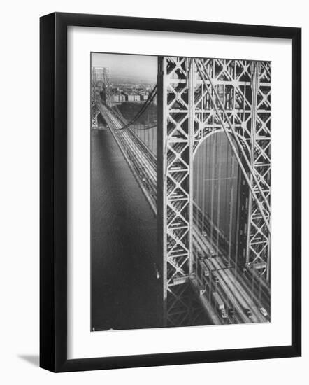 George Washington Bridge with Manhattan in Background-Margaret Bourke-White-Framed Photographic Print