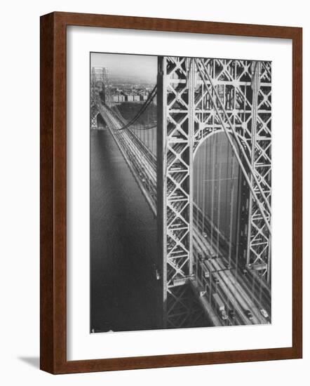 George Washington Bridge with Manhattan in Background-Margaret Bourke-White-Framed Photographic Print