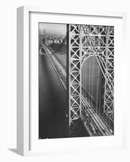 George Washington Bridge with Manhattan in Background-Margaret Bourke-White-Framed Photographic Print