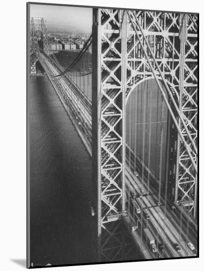 George Washington Bridge with Manhattan in Background-Margaret Bourke-White-Mounted Photographic Print