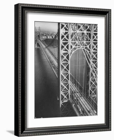 George Washington Bridge with Manhattan in Background-Margaret Bourke-White-Framed Photographic Print