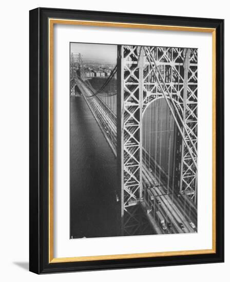 George Washington Bridge with Manhattan in Background-Margaret Bourke-White-Framed Photographic Print