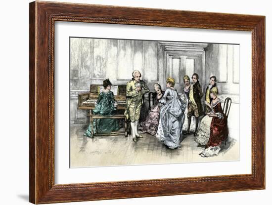 George Washington Dancing a Minuet at Sally Fairfax's Home in Colonial Virginia-null-Framed Giclee Print