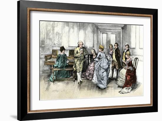 George Washington Dancing a Minuet at Sally Fairfax's Home in Colonial Virginia-null-Framed Giclee Print