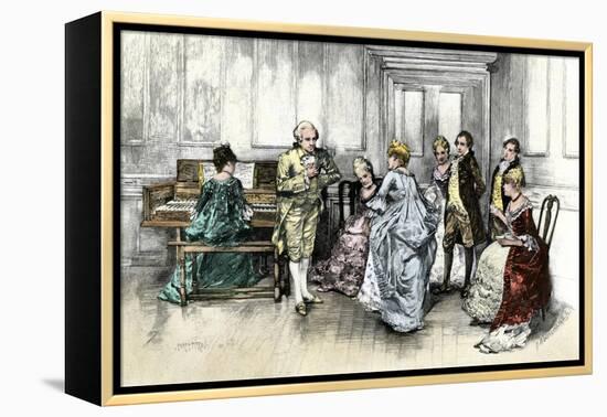 George Washington Dancing a Minuet at Sally Fairfax's Home in Colonial Virginia-null-Framed Premier Image Canvas