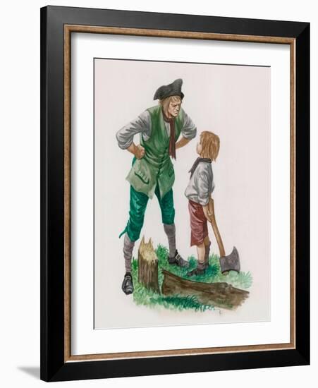 George Washington, Having Cut Down the Cherry Tree, with His Father-Peter Jackson-Framed Giclee Print