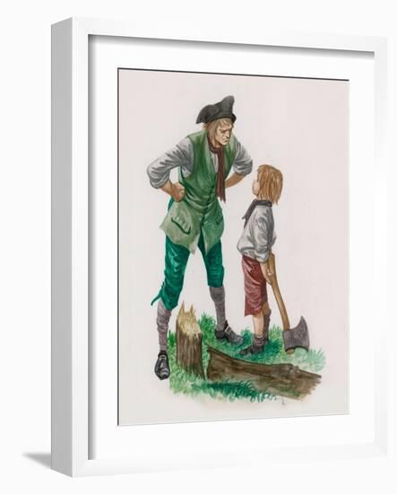 George Washington, Having Cut Down the Cherry Tree, with His Father-Peter Jackson-Framed Giclee Print