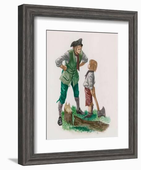 George Washington, Having Cut Down the Cherry Tree, with His Father-Peter Jackson-Framed Giclee Print