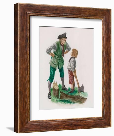 George Washington, Having Cut Down the Cherry Tree, with His Father-Peter Jackson-Framed Giclee Print