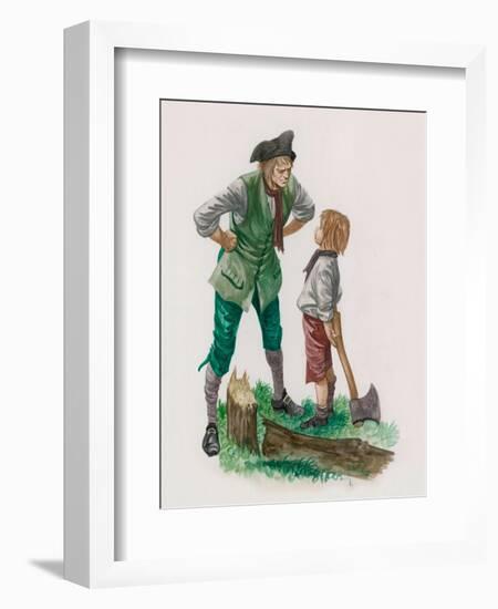 George Washington, Having Cut Down the Cherry Tree, with His Father-Peter Jackson-Framed Giclee Print