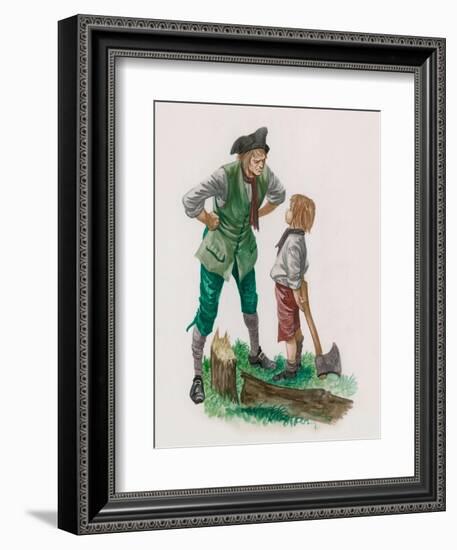 George Washington, Having Cut Down the Cherry Tree, with His Father-Peter Jackson-Framed Giclee Print