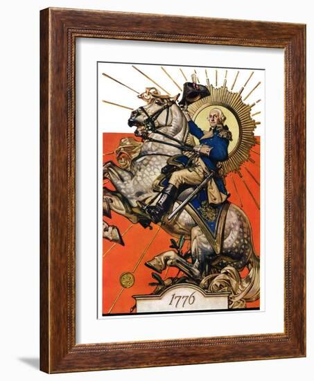 "George Washington on Horseback,"July 2, 1927-Joseph Christian Leyendecker-Framed Giclee Print