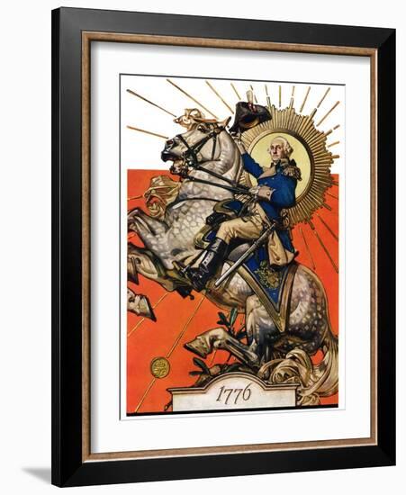 "George Washington on Horseback,"July 2, 1927-Joseph Christian Leyendecker-Framed Giclee Print