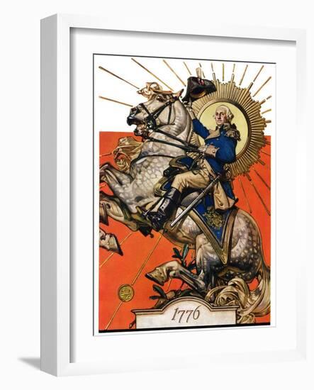 "George Washington on Horseback,"July 2, 1927-Joseph Christian Leyendecker-Framed Giclee Print