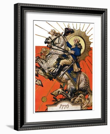 "George Washington on Horseback,"July 2, 1927-Joseph Christian Leyendecker-Framed Giclee Print